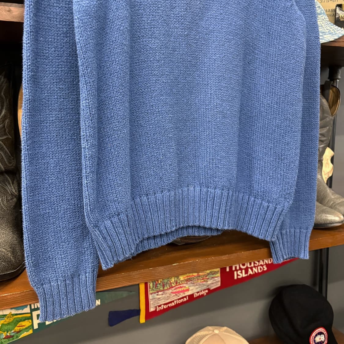 90s 폴로 랄프로렌 청키립 하프집업 코튼 니트 스웨터 블루 N637 상품이미지4