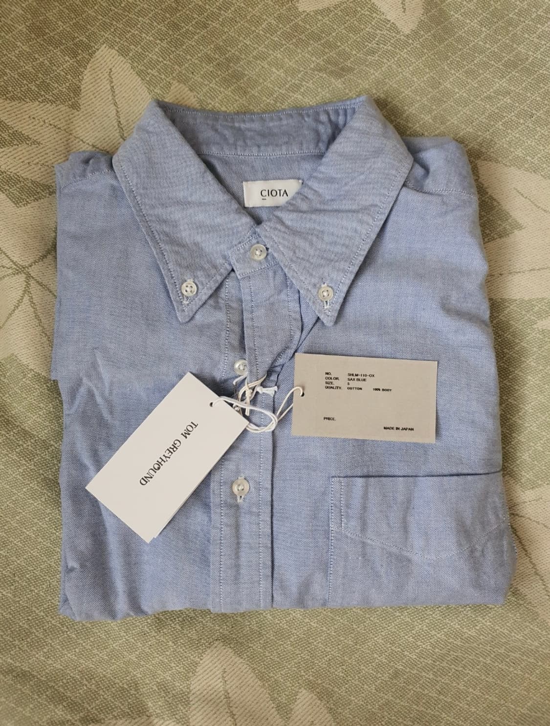 Ciota 시오타 수빈 코튼 옥스포드 셔츠 블루 L (새 제품) 상품이미지1