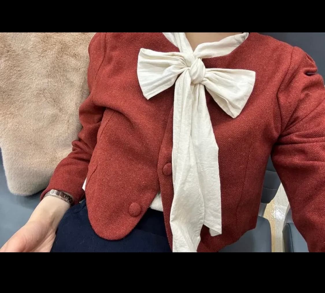 로브네브 투피스 셋업 핑크&레드&리본 블라우스 일괄 상품이미지2