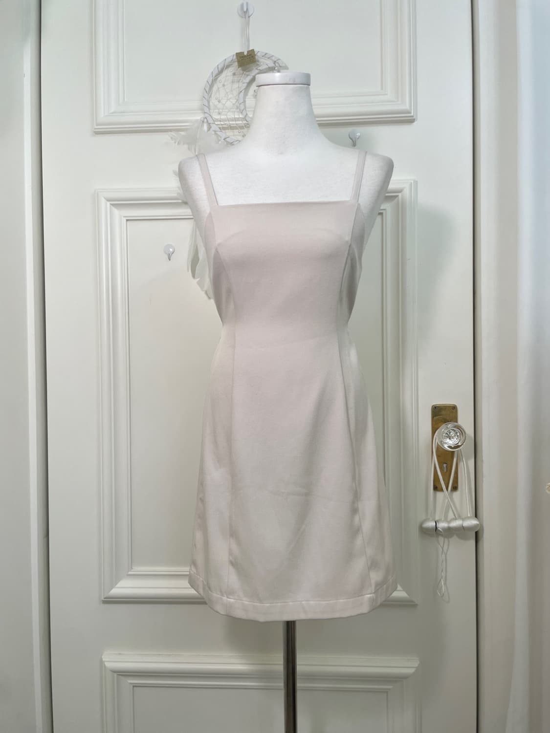 beigeivory back shirring slip mini opc 상품이미지1