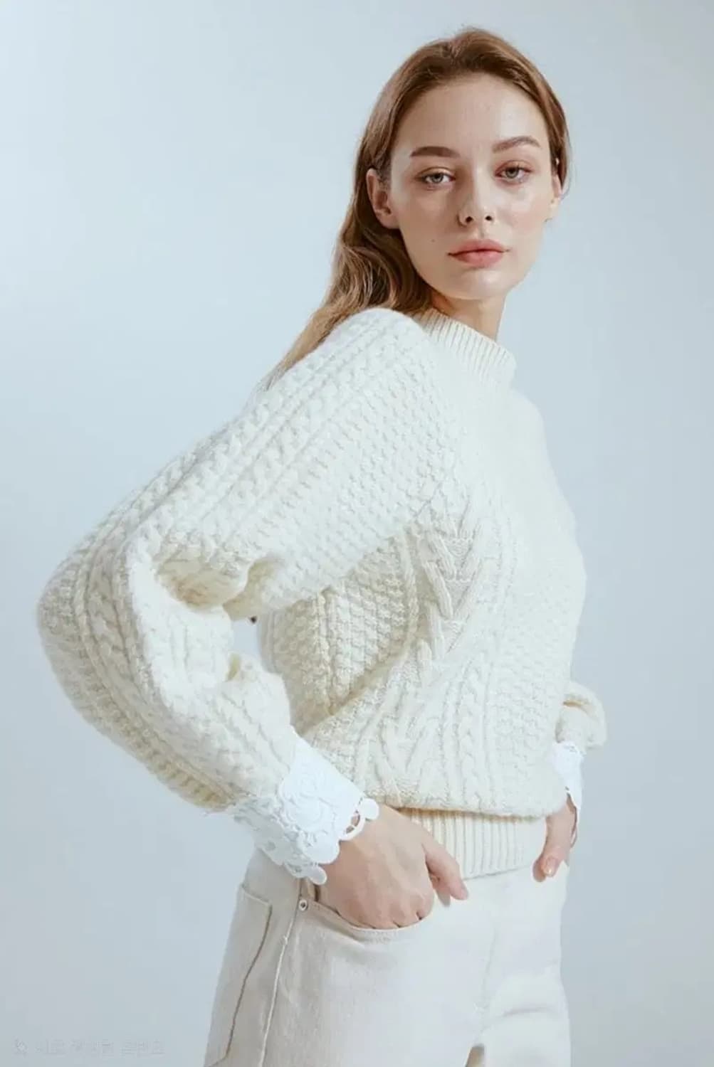 한섬 랑방컬렉션 울 캐시미어 케이블 니트 82 상품이미지1