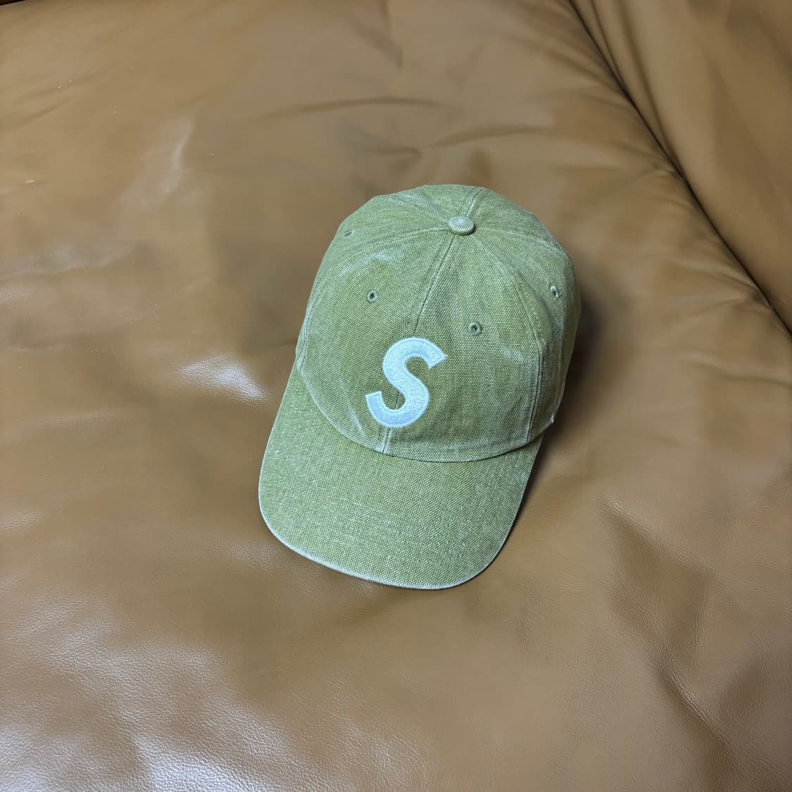Supreme 슈프림 피그먼트 워시드 탄 S로고 6패널 볼캡 모자 상품이미지1
