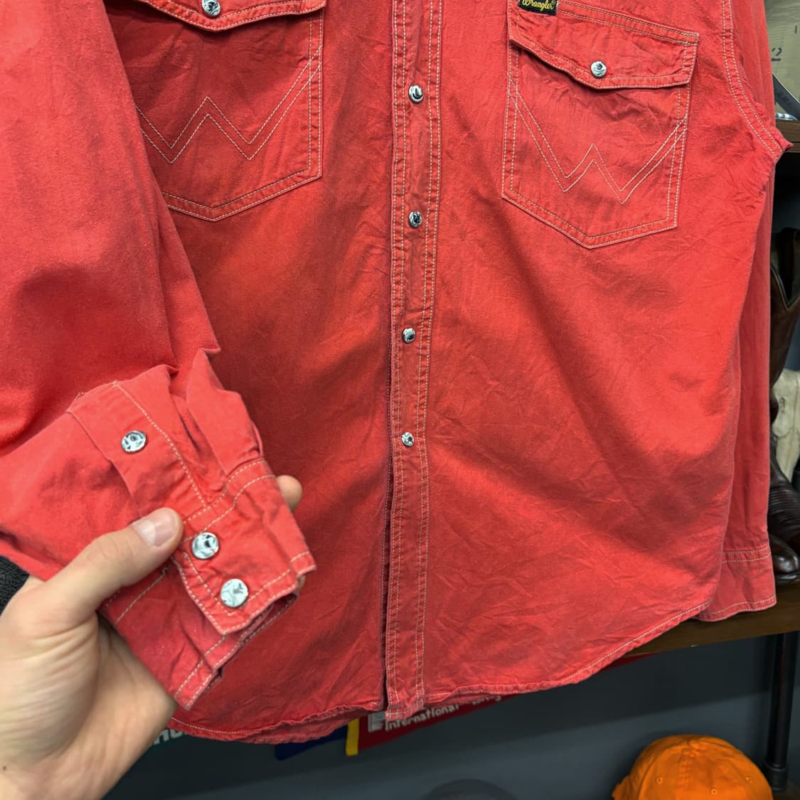 80s 랭글러 어센틱 스티치라인 웨스턴 포켓셔츠 N443 상품이미지4