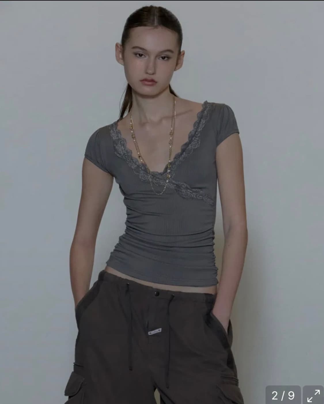 스컬프터 레이스 트림 랩 티 (lace trim wrap tee) 상품이미지1