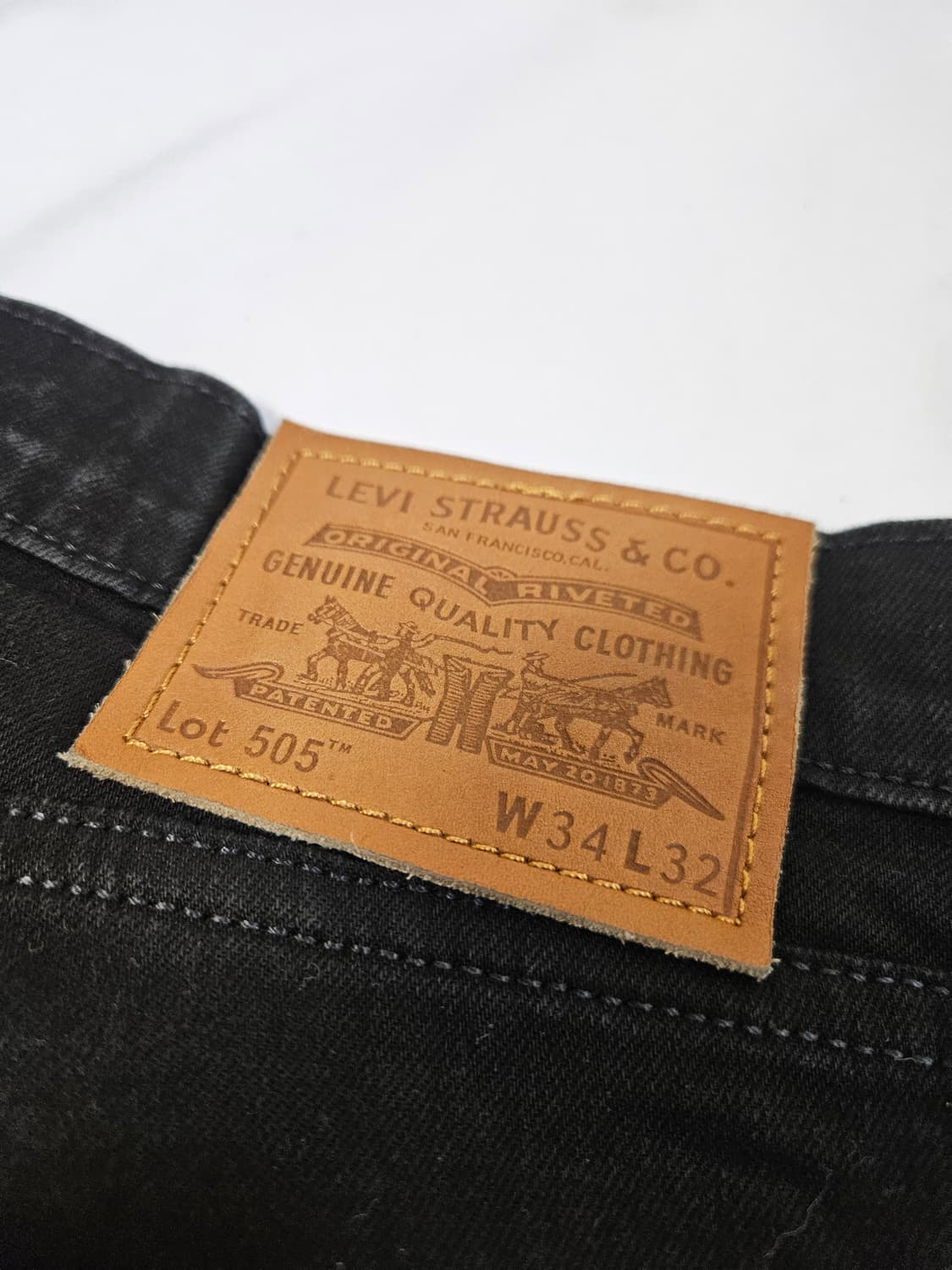 리바이스 505 워크웨어 데님팬츠 블랙 흑청바지 빈티지 34 프리미엄진 상품이미지3