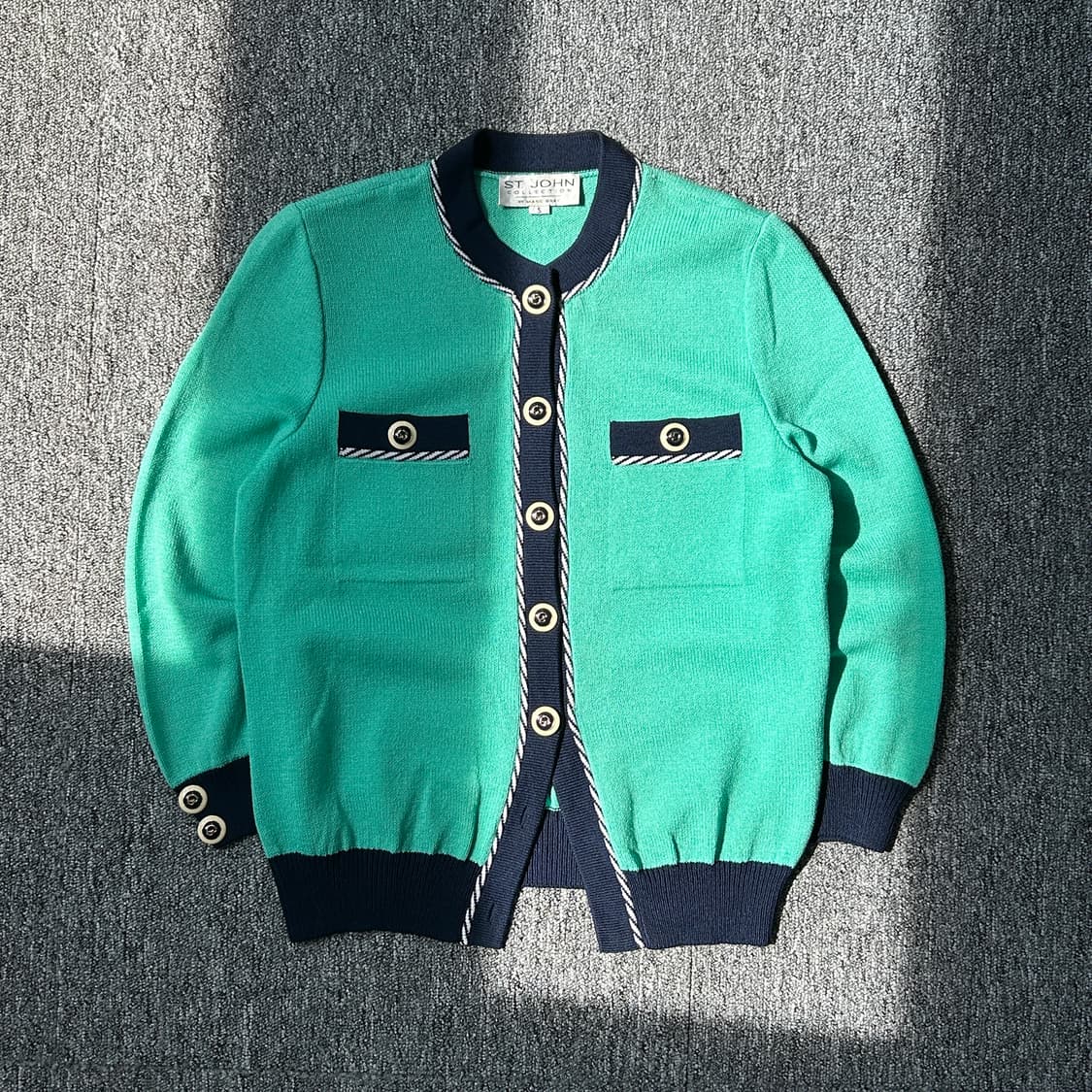 st. john 샌존 컬렉션 버튼 니트 그린 가디건 상품이미지1