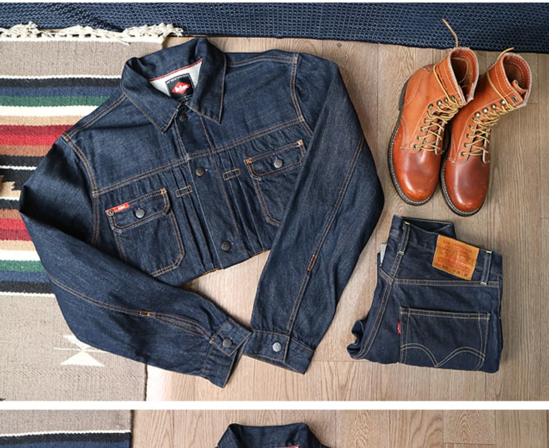 일본판 LEE COOPER 페이크 셀비지 워크 데님자켓

 상품이미지1