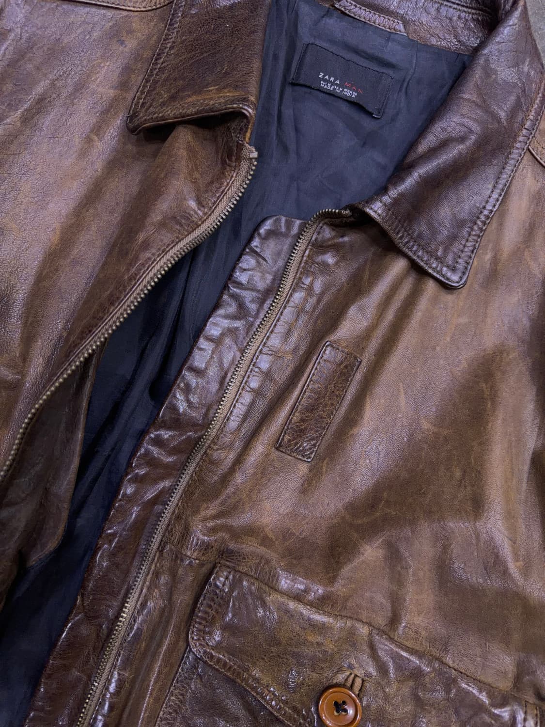 자라 빈티지 G-1 레더 가죽자켓 봄버 브라운 M 상품이미지4