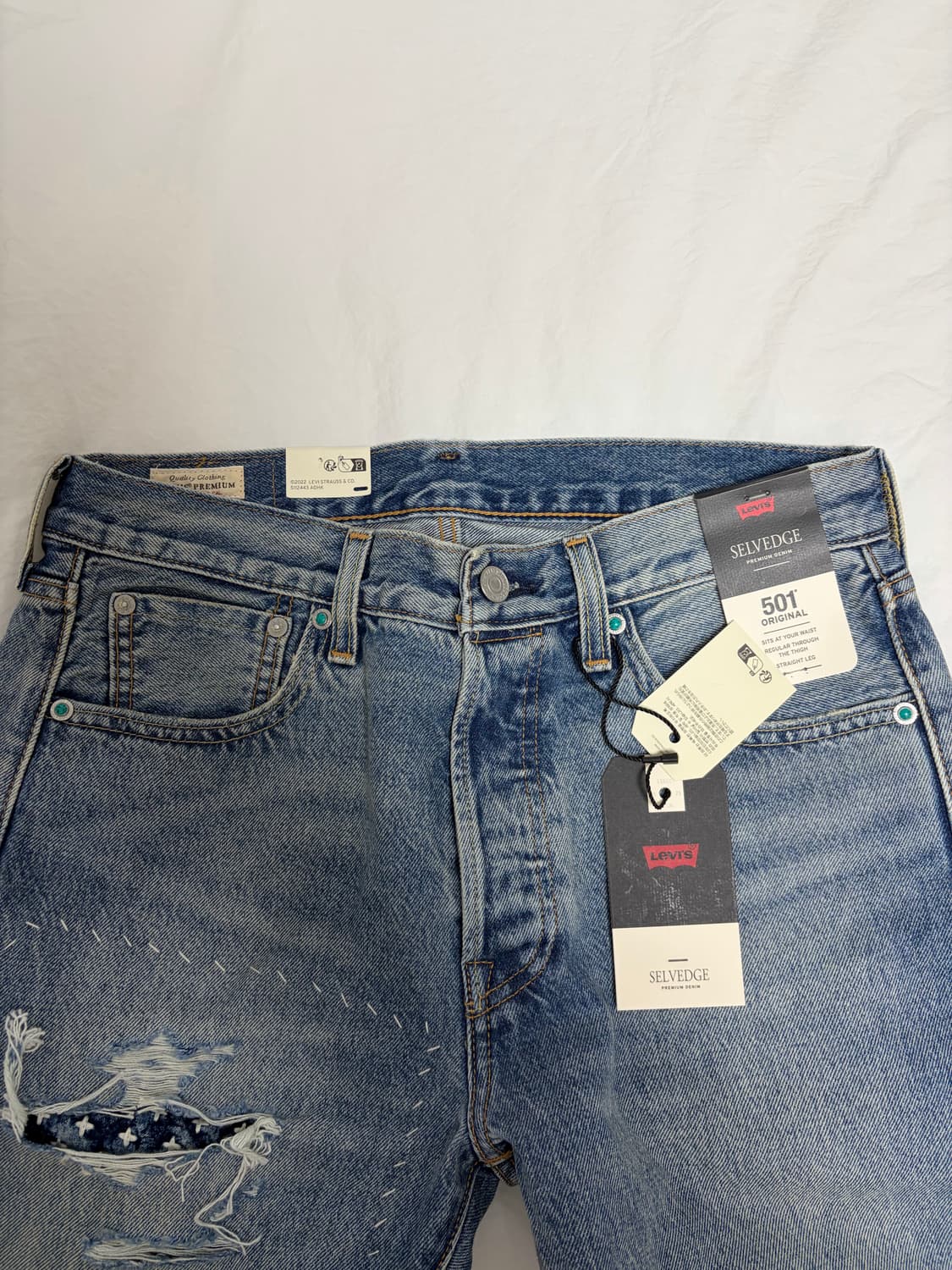 리바이스 501 셀비지 30x30 터콰이즈 새상품 판매합니다 상품이미지3