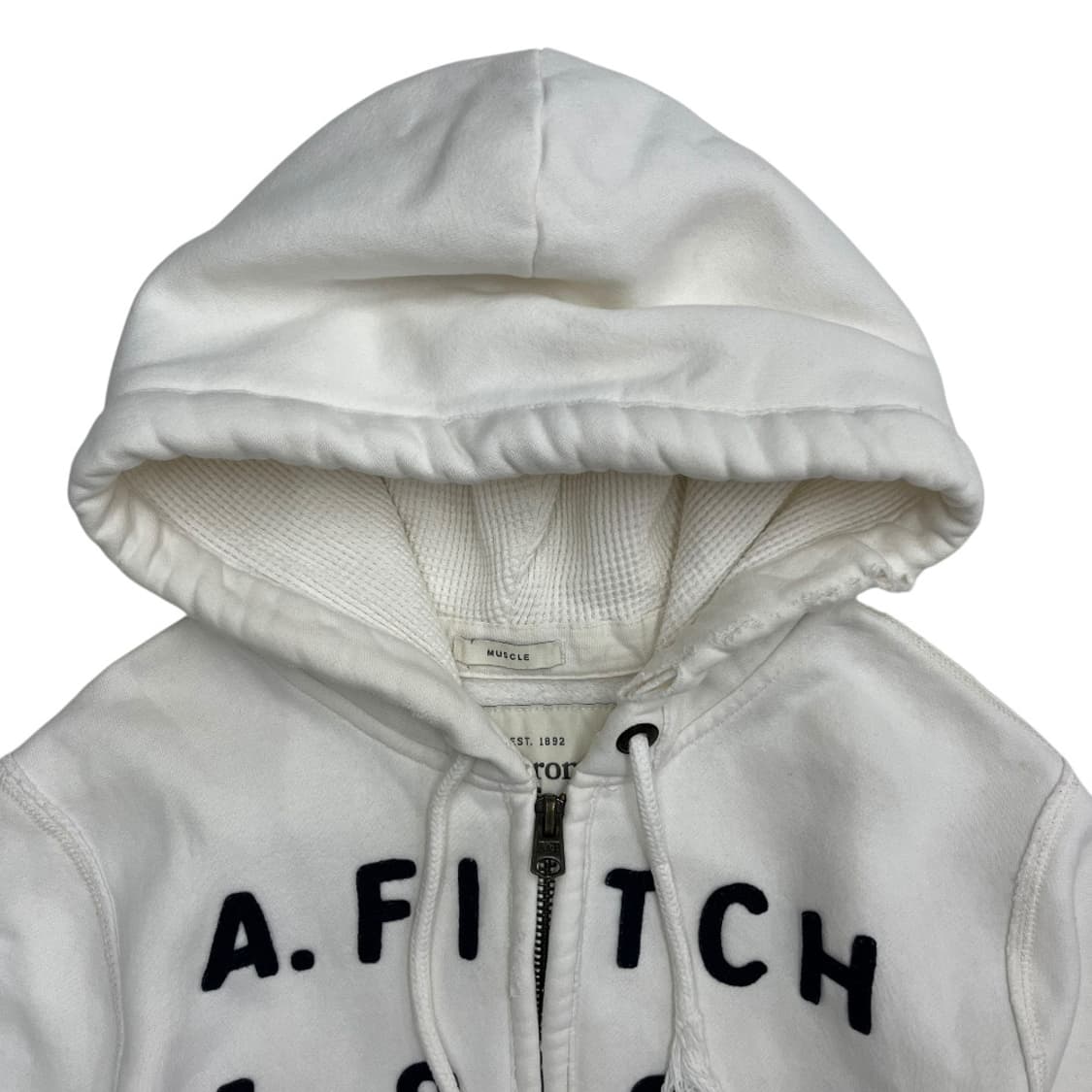 아베크롬비 센터로고 화이트 후드집업 M 상품이미지4