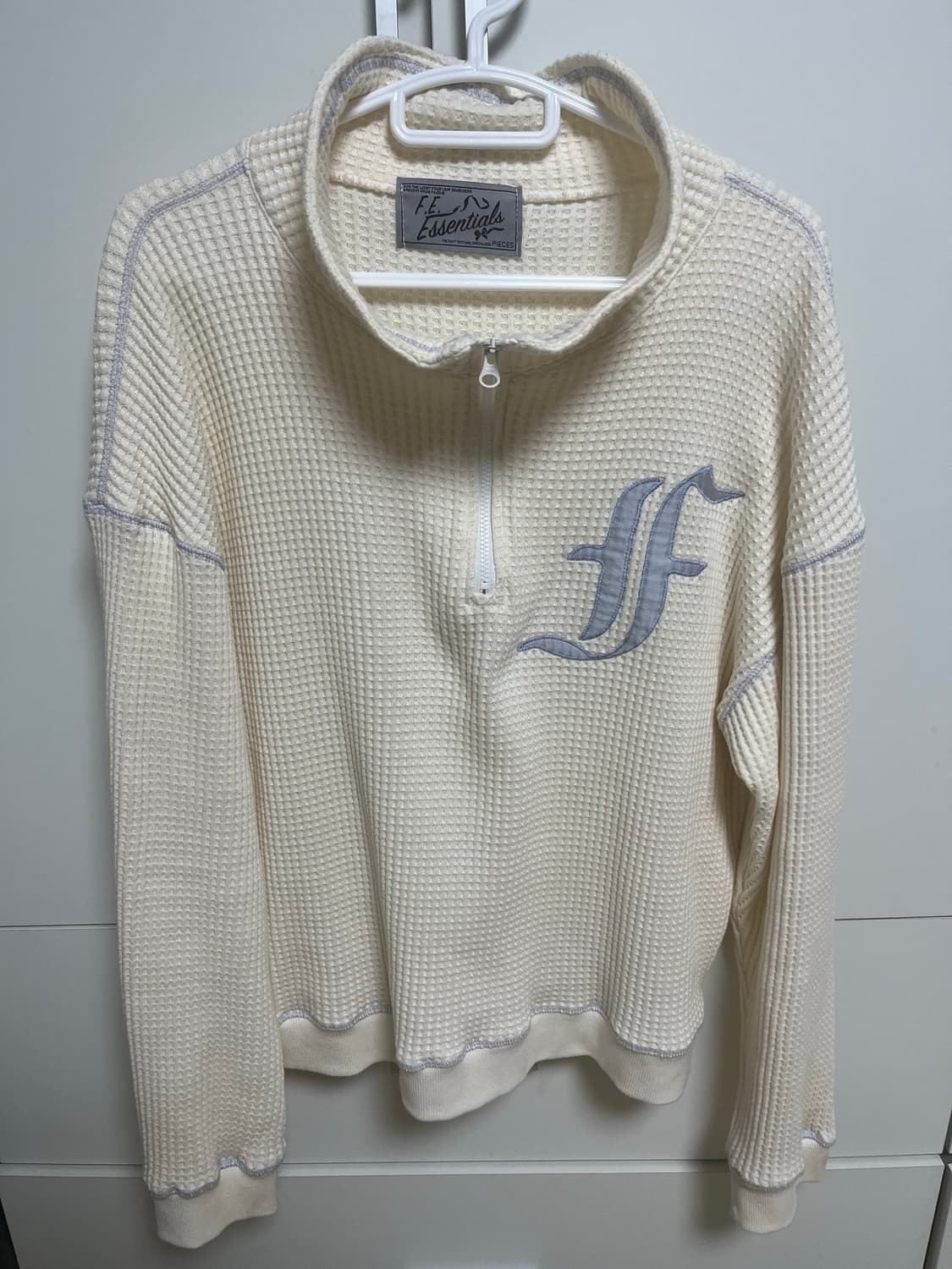 waffle neck zip up - ivory 상품이미지1