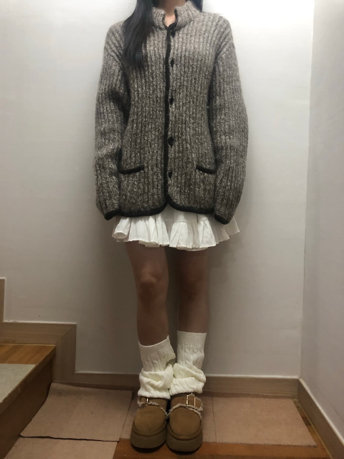 빈티지 그레이 울 니트집업 상품이미지4