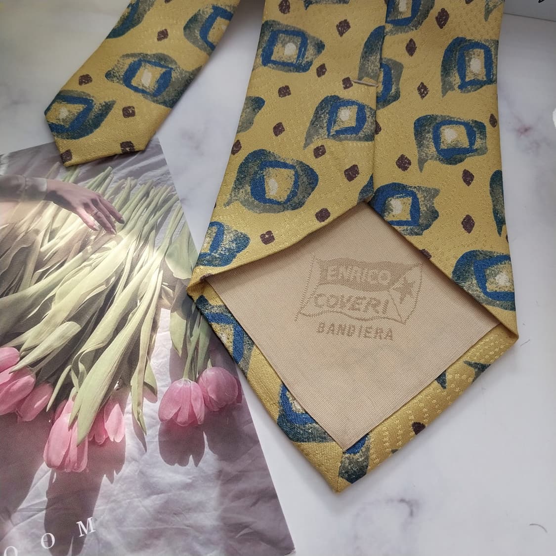 엔리코 코베리 실크 옐로우 패턴 넥타이 10cm A+등급 K1327
 상품이미지8