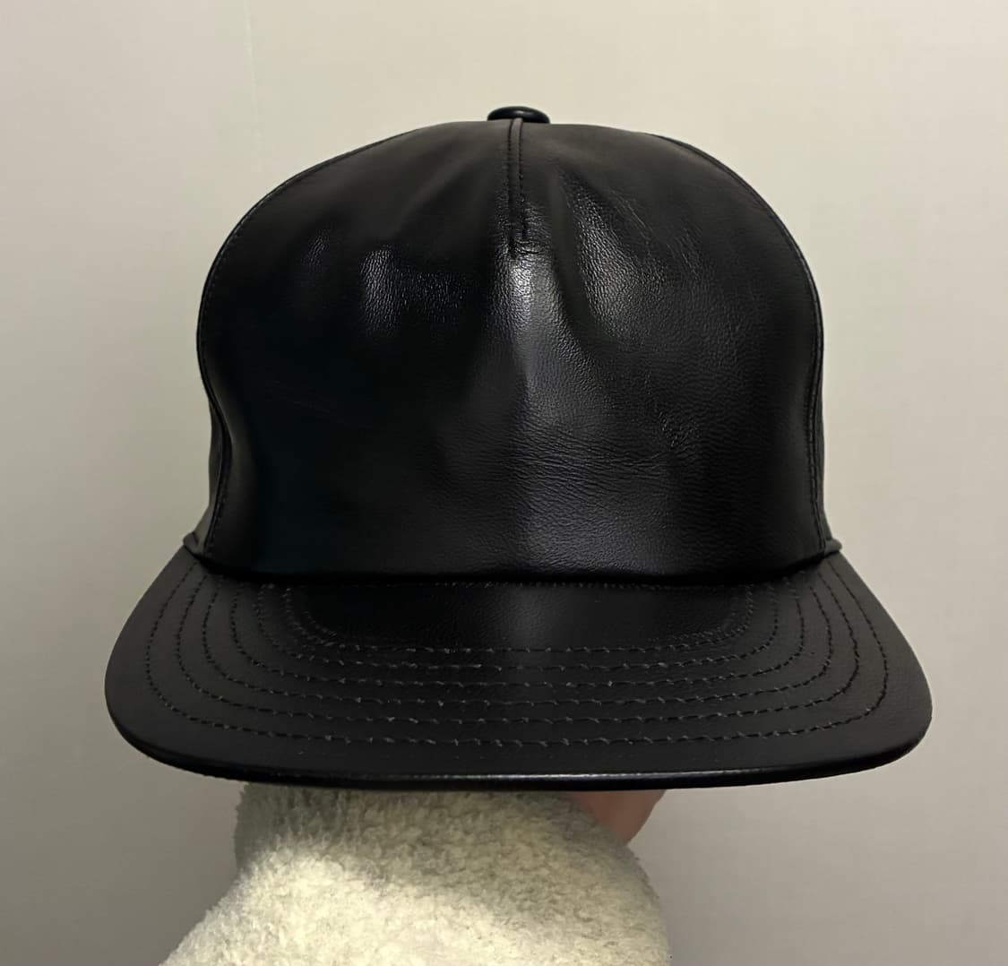 (F)릭 오웬스 다크쉐도우 카프스킨 레더 볼캡 모자 블랙 상품이미지1