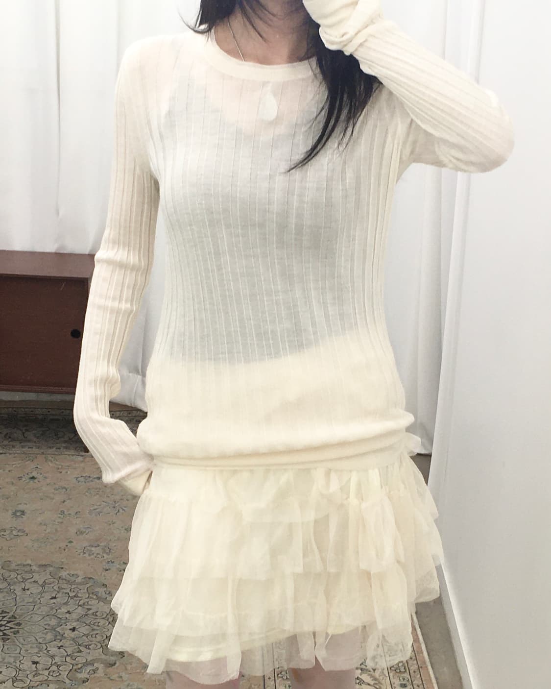 아이보리 골지 니트 상품이미지1