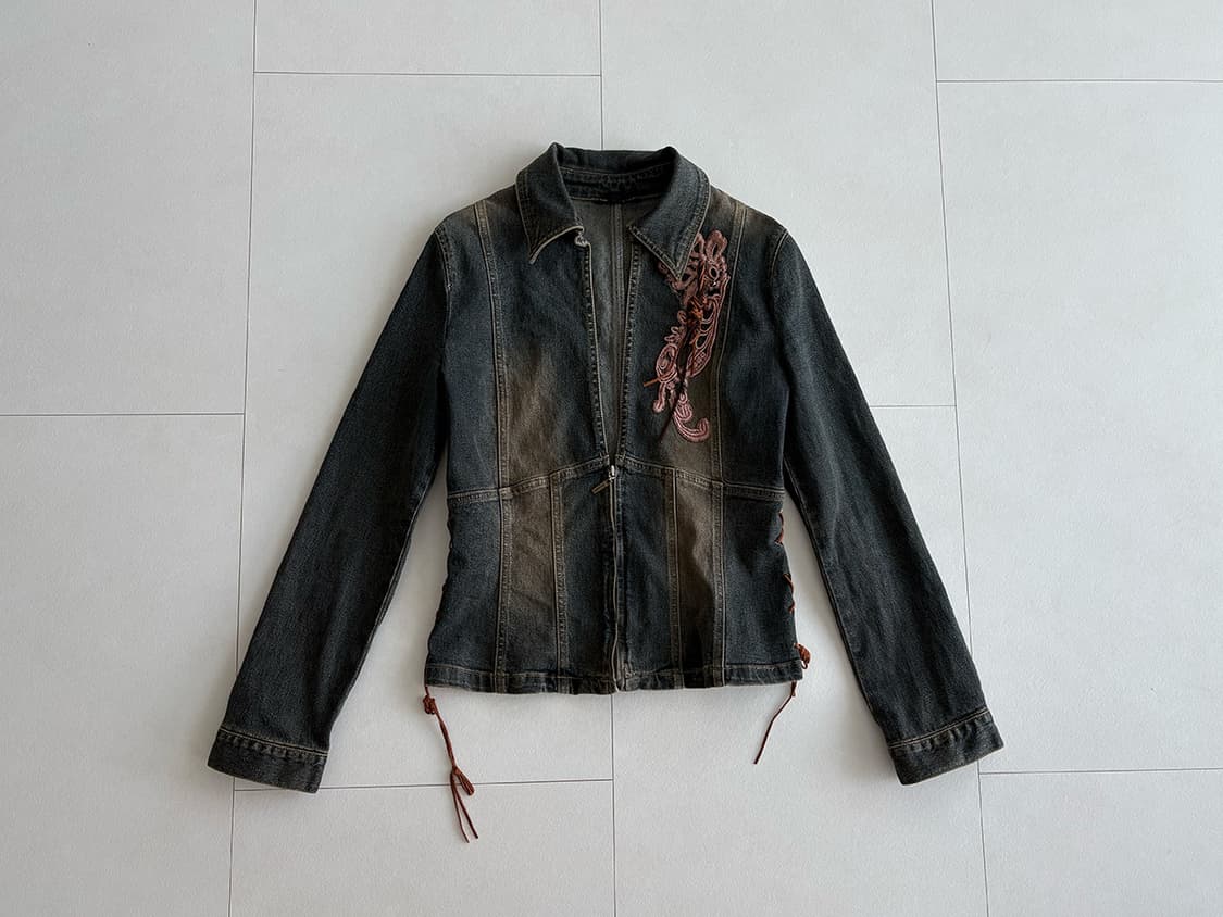 y2k lace trim denim jacket 상품이미지1