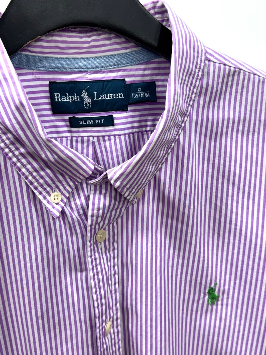 폴로 랄프로렌 스트라이프 셔츠 슬림핏 퍼플 XL 상품이미지5