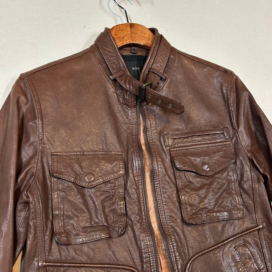 M) BON 멀티 포켓 램스킨 레더 양가죽 자켓 상품이미지3