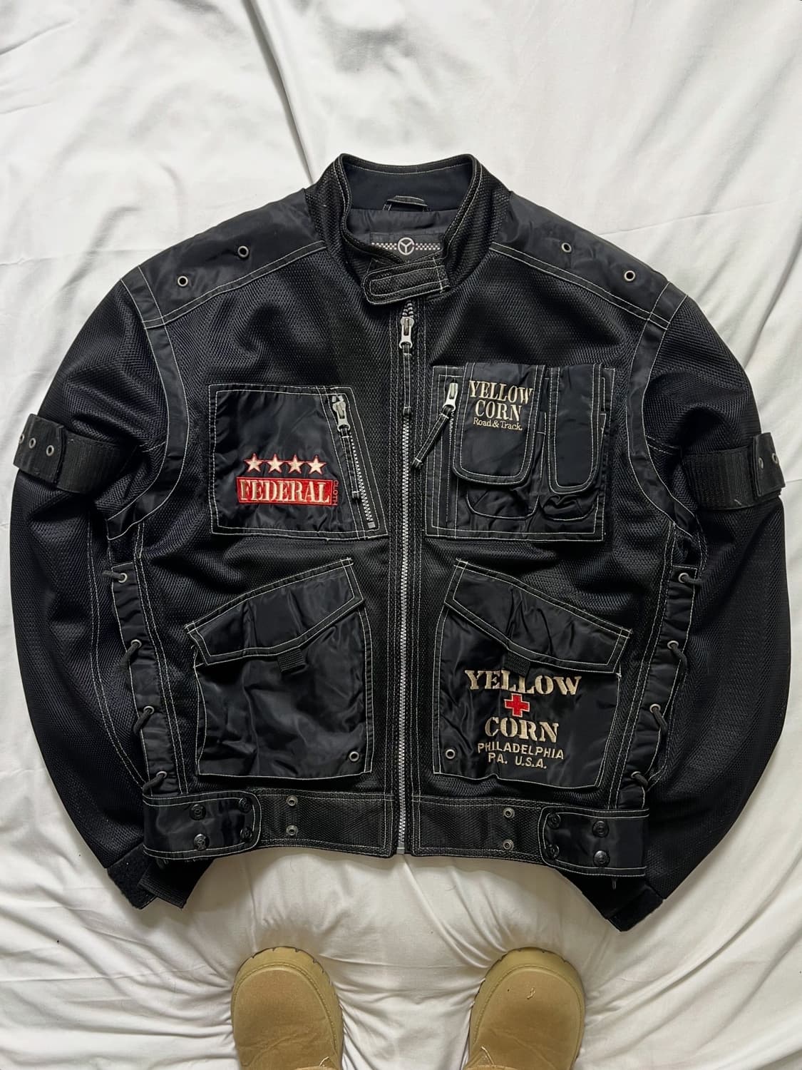 옐로우콘 블랙 메쉬 라이더 자켓 상품이미지1