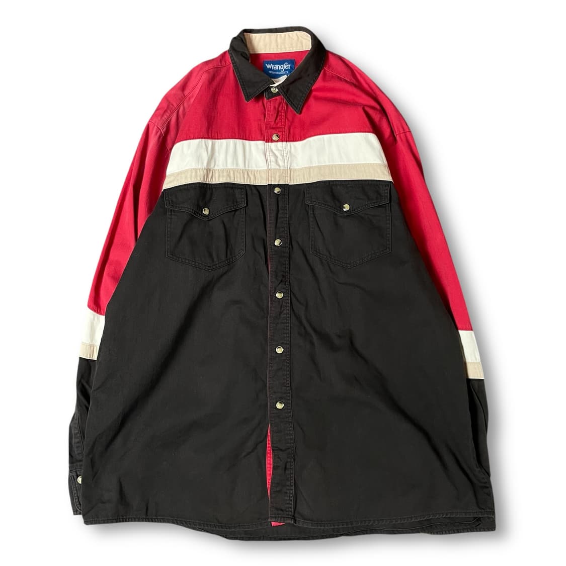 랭글러 레드 화이트 브라운 배색 긴팔 셔츠 자켓 상품이미지1