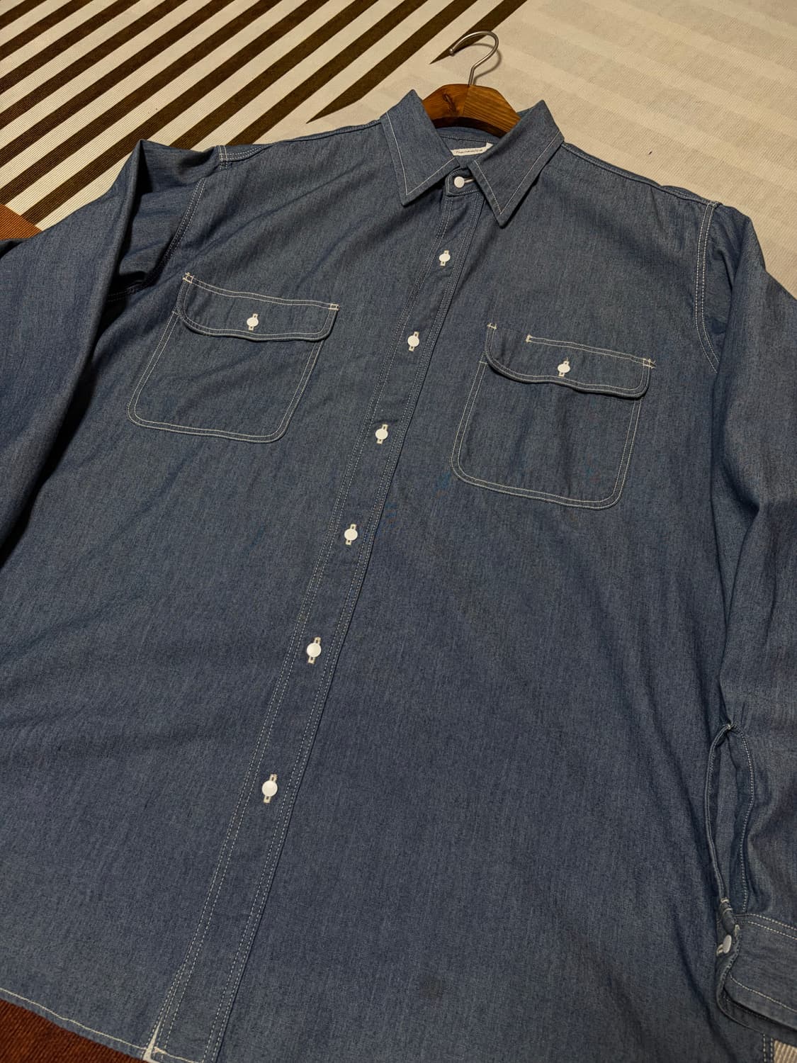 [L]나나미카 레귤러 칼라 윈드셔츠 인디고 판매합니다. 상품이미지4
