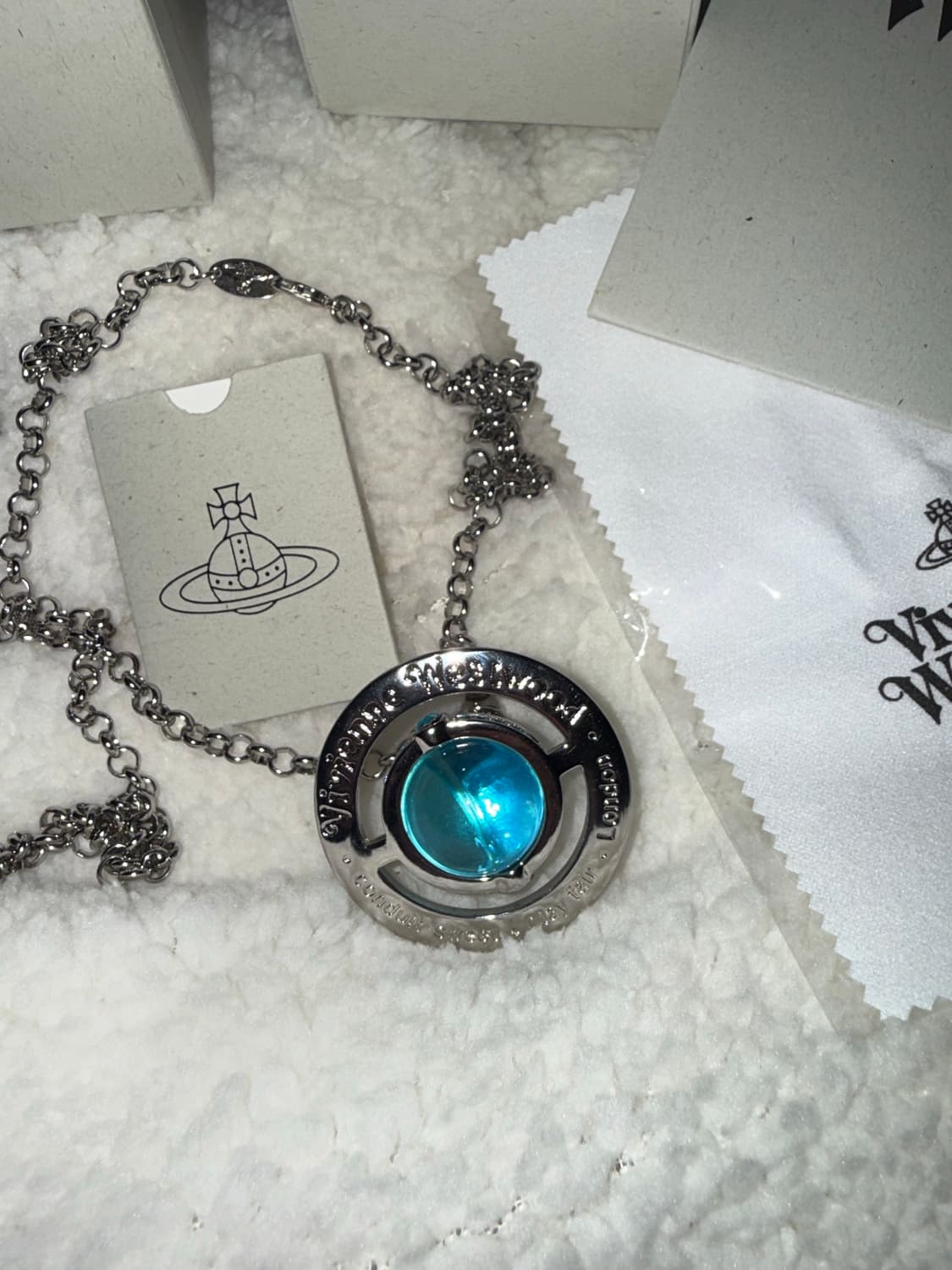 비비안웨스트우드 스카이 블루 오브 orb 펜던트 정품 목걸이 풀박스 상품이미지2