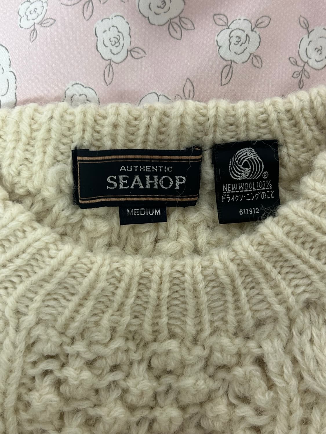 아이보리 베이지 꽈배기 피셔맨 울100니트 상품이미지3