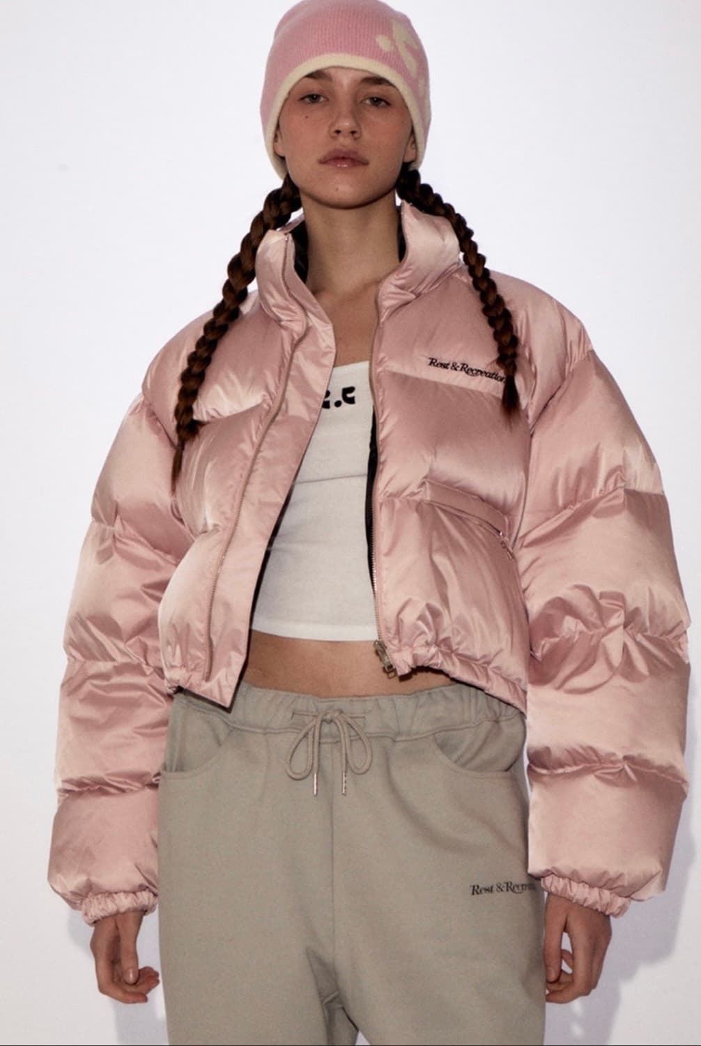 rest and recreation RR 다운 숏패딩 자켓 핑크 상품이미지1