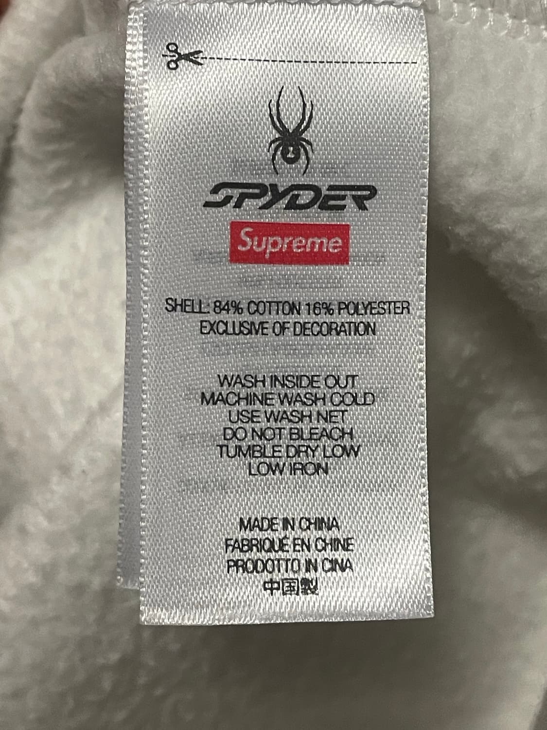 슈프림 x 스파이더 집업 후드 스웨트셔츠 화이트 - 24FW 상품이미지7