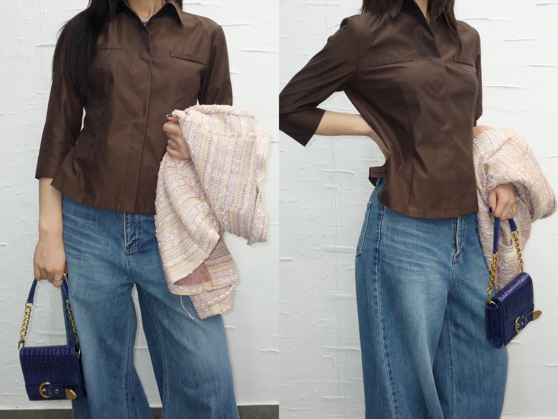 glossy brown shirts 상품이미지1