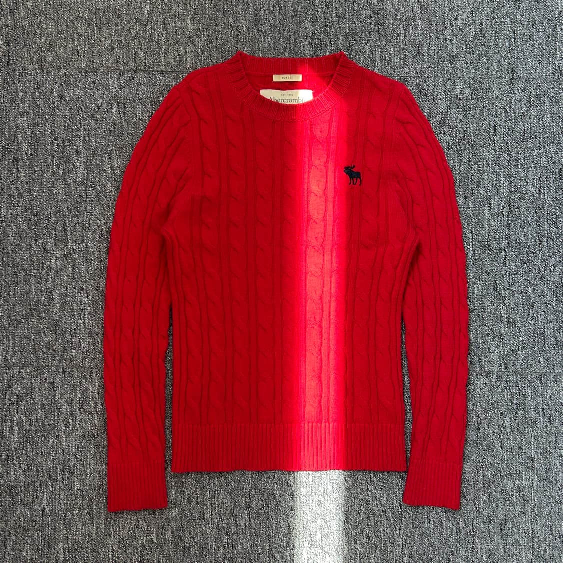 아베크롬비 레드 케이블 라운드넥 니트 상품이미지1