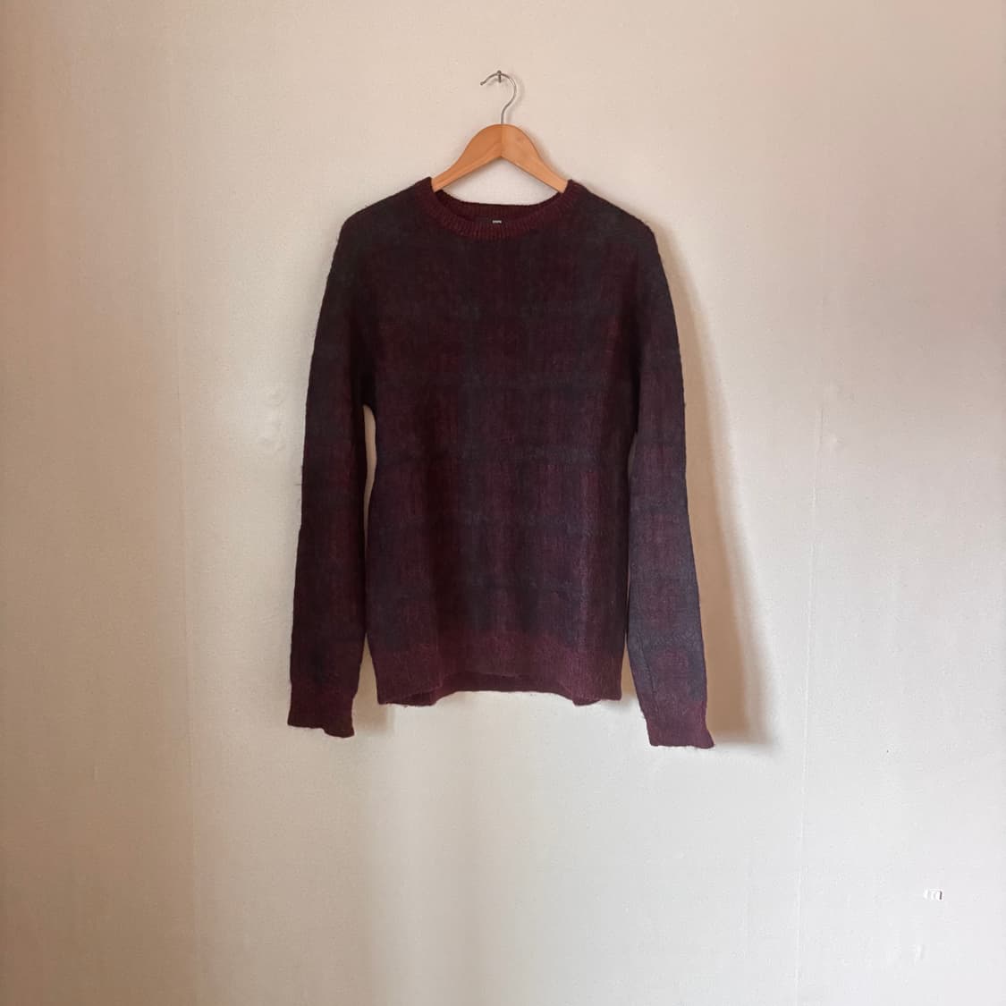 시스템 100 105 울니트 알파카 모헤어 클래식 체크 버건디 상품이미지1