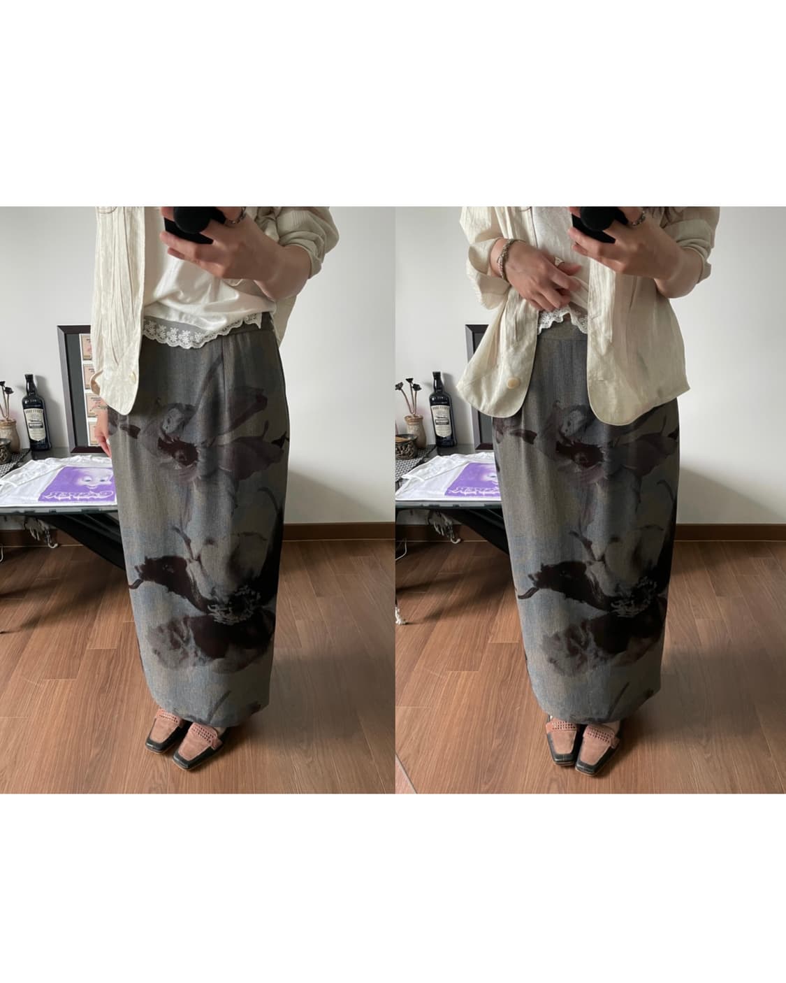 patterned long skirt 상품이미지3