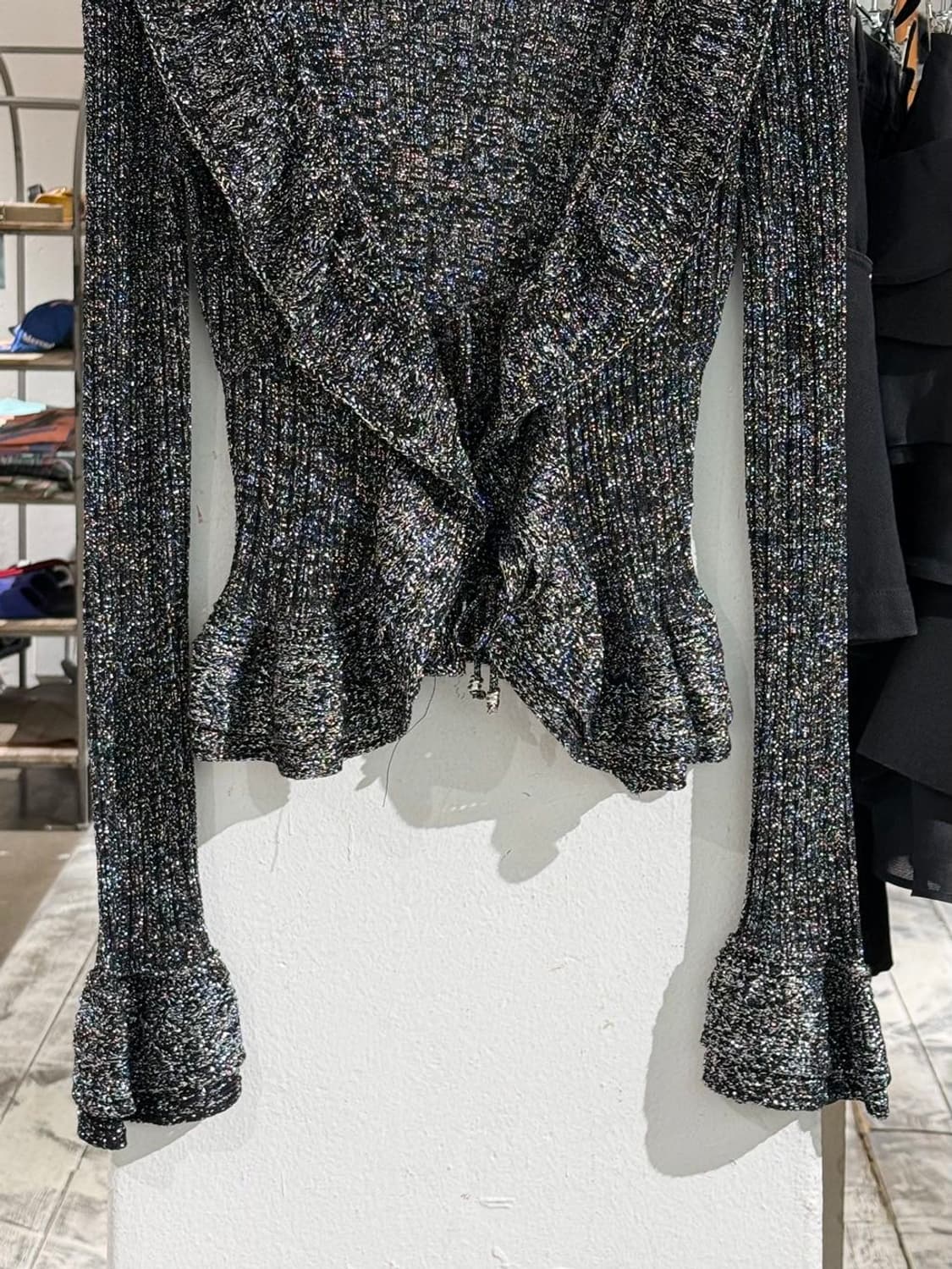 저스트 카발리 블랙 글리터 프릴 가디건 상품이미지5