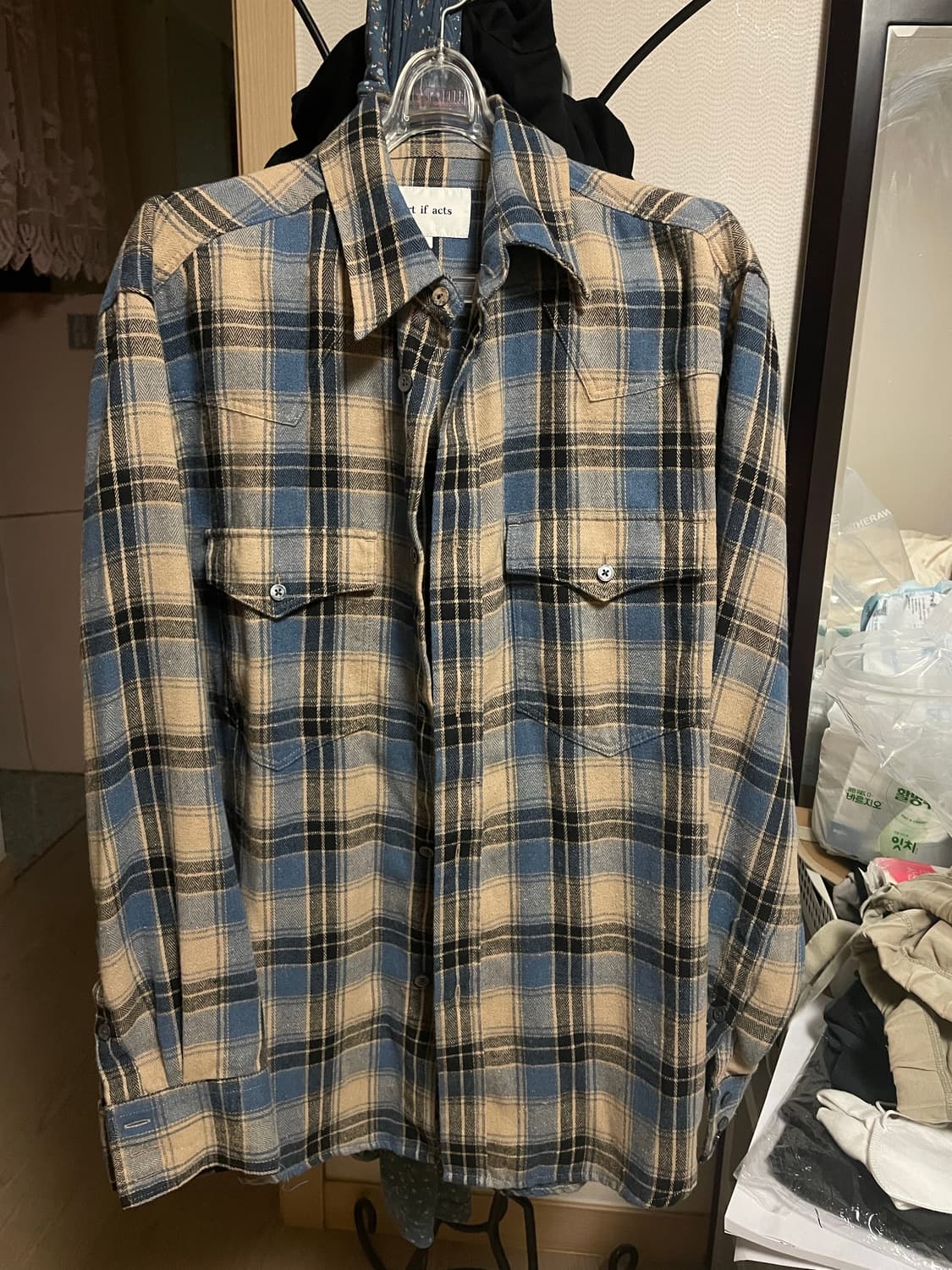 아트이츠액트 웨스턴 체크 셔츠 블루 m 상품이미지2