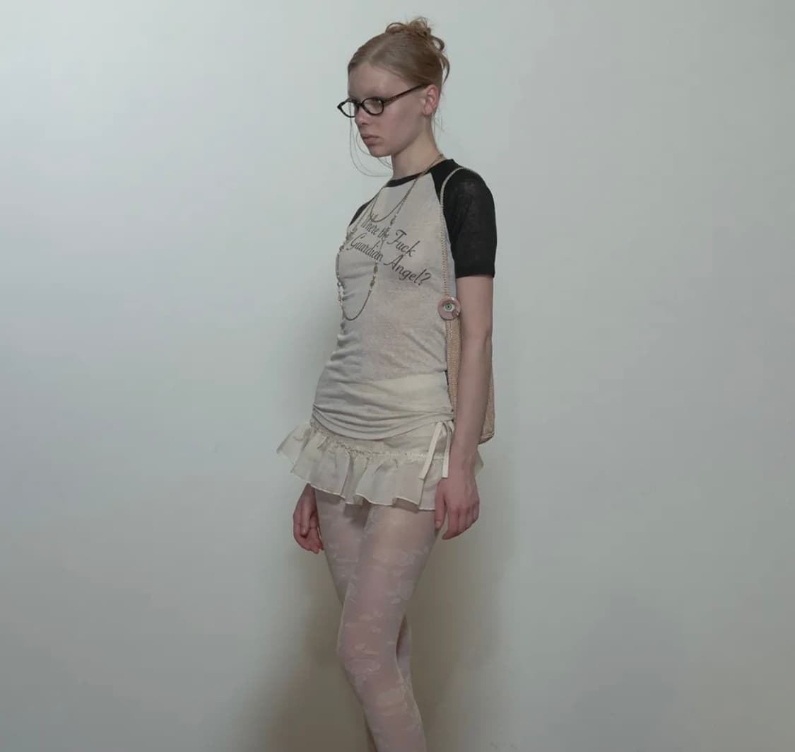 Peekaboo Micro Sheer Skirt Raw Ivory 상품이미지1