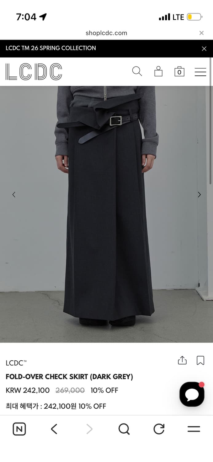 LCDC 스커트 [S] FOLD-OVER CHECK SKIRT (DARK 상품이미지1