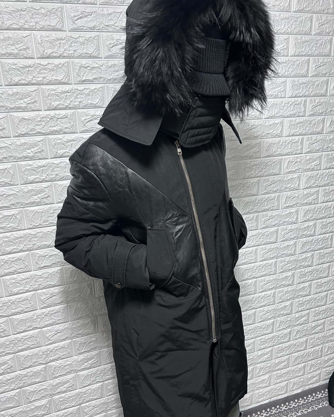 시스템 사무라이 후드 레더 패디드 자켓 상품이미지1