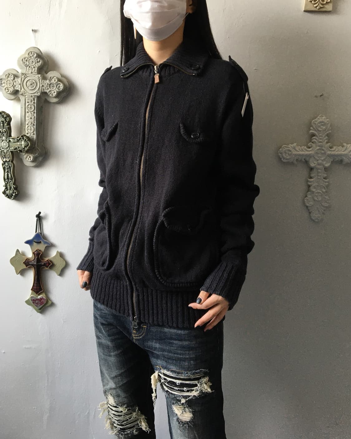 Multi pocket knit zip up 상품이미지6