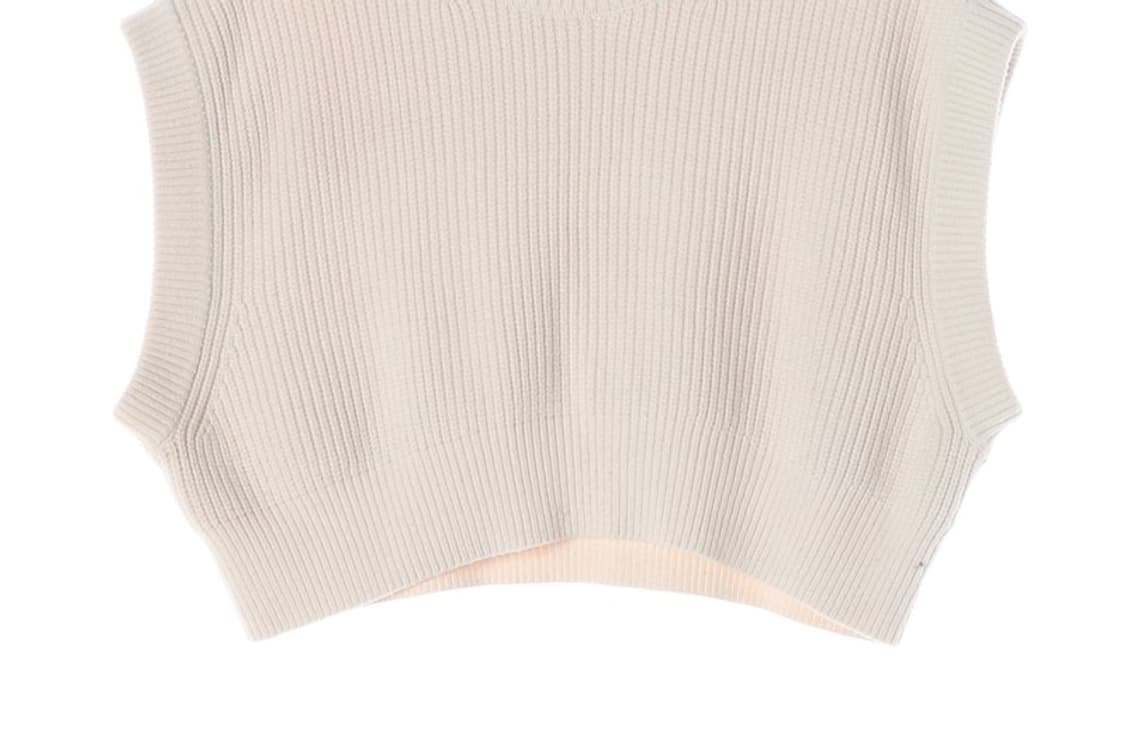 ZARA 크림 골지 크롭 슬리브리스 베스트 M 상품이미지4