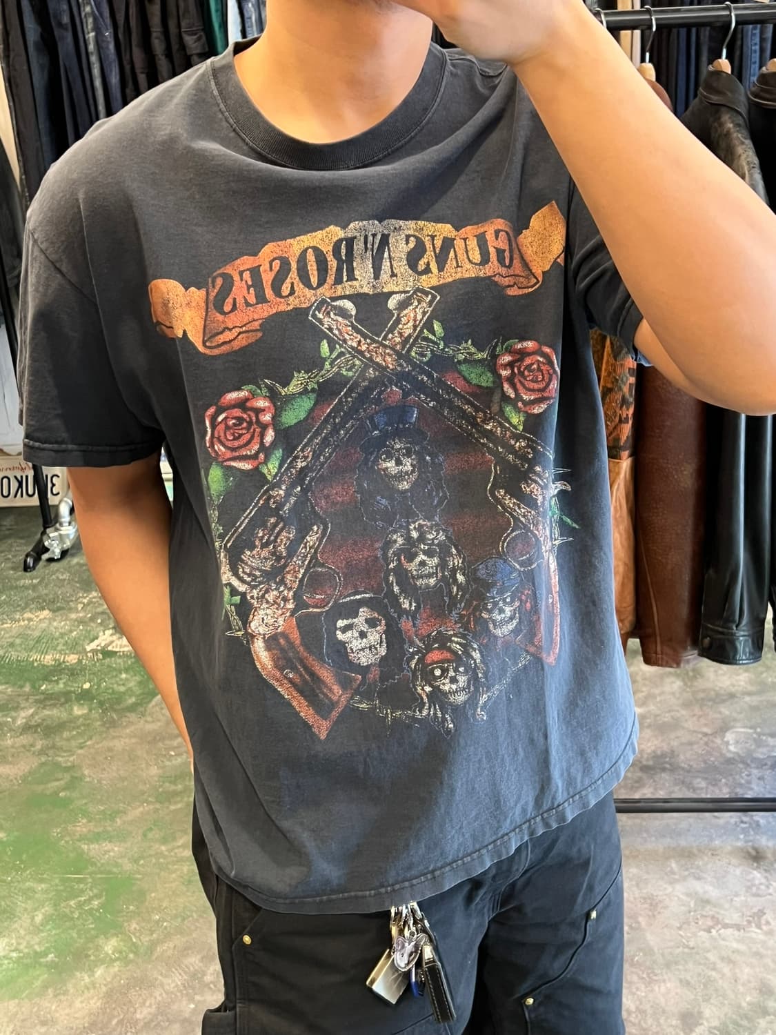 00's [XL] 빈티지 건즈앤로지스 바이커 밴드티 프룻오브더룸 페이딩 상품이미지2