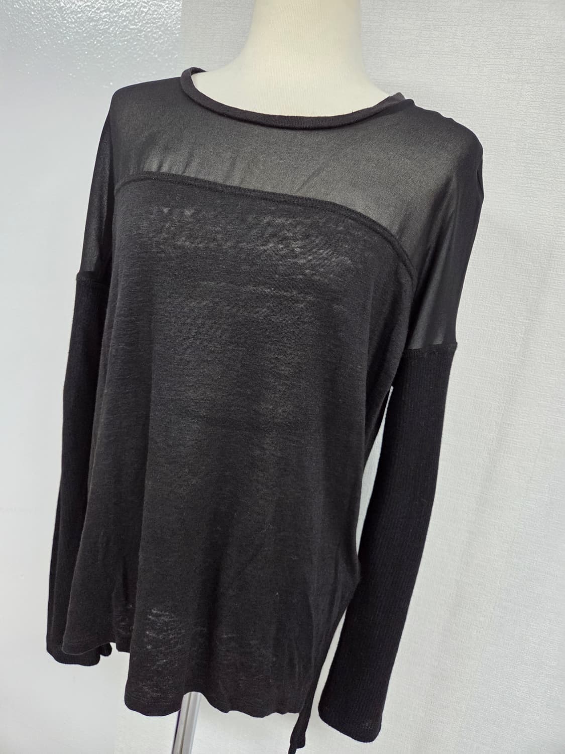 산드로 시스루   믹스라운드 티 상품이미지2