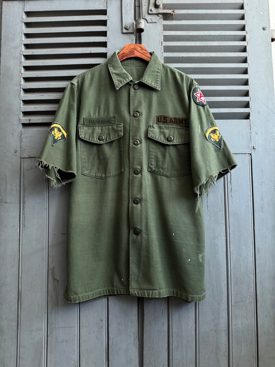 [XL]70's 오리지널 U.S 밀리터리 OG-107 컷오프 셔츠 상품이미지2