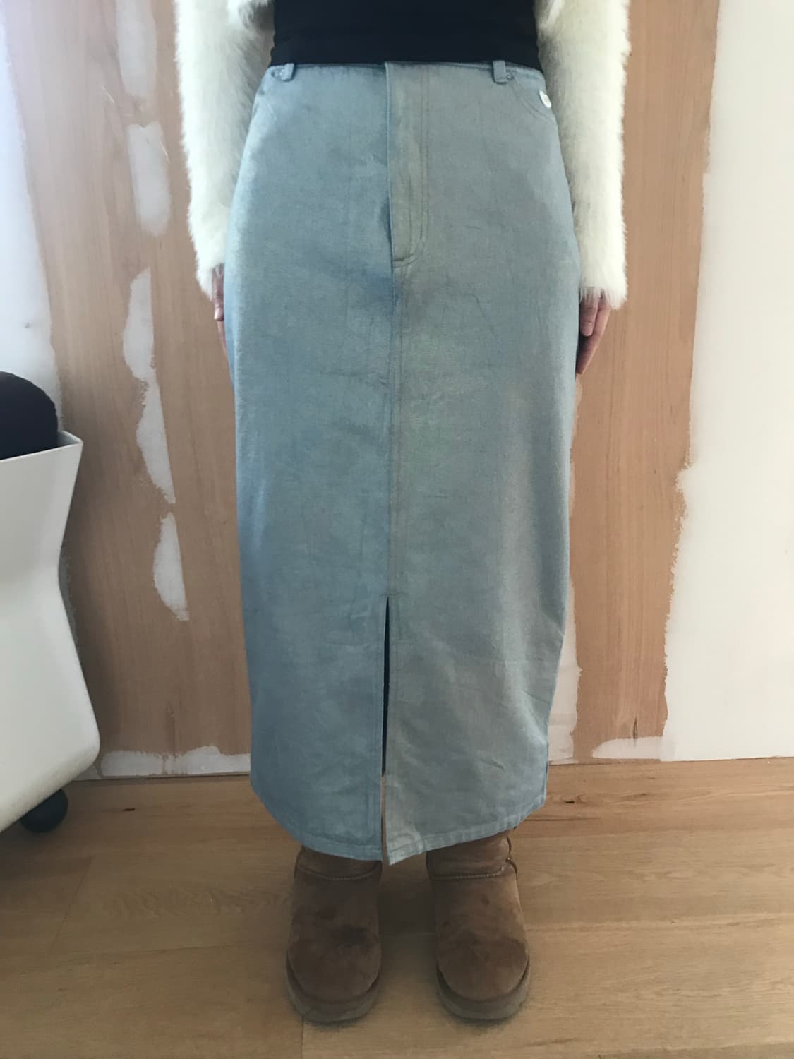 vintage pearl denim skirt (25inch) 상품이미지4