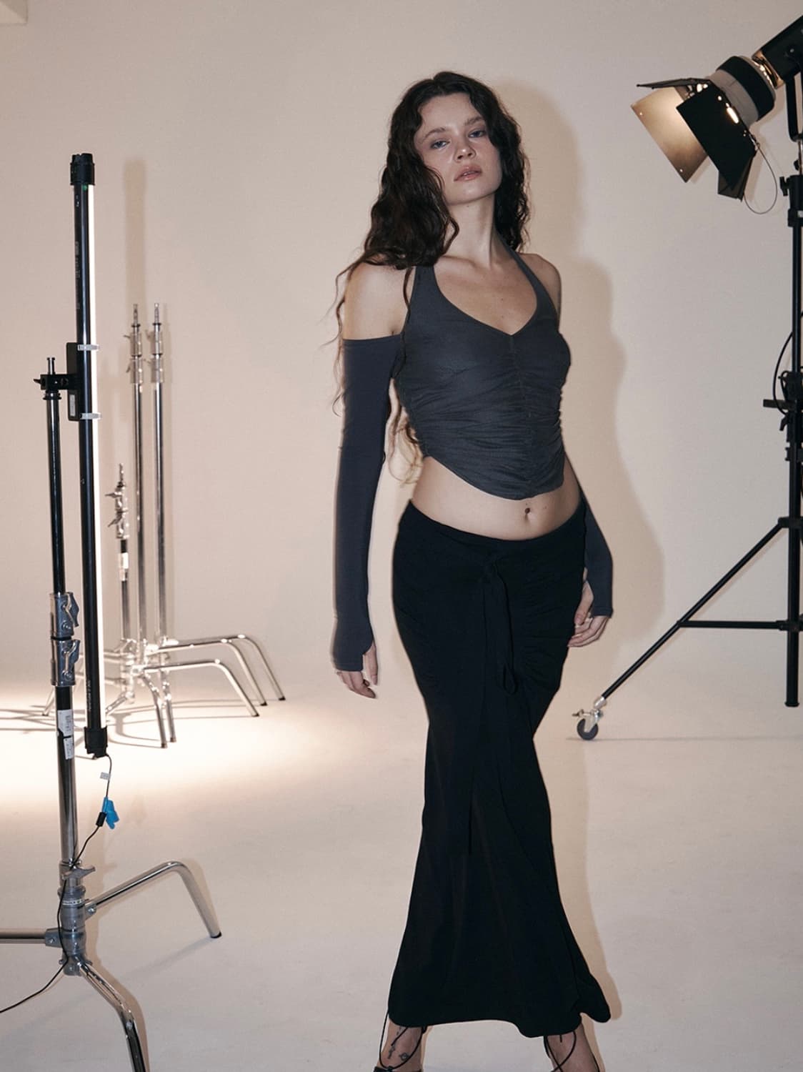 플리즈노팔로우 Riley Mesh Shirring Long Sleeve 상품이미지5