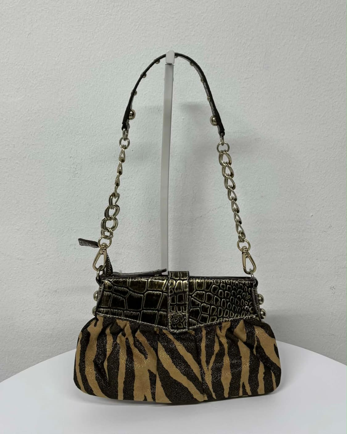 게스 빈티지 레오파드 Y2k 체인 미니 숄더 토트백 상품이미지4