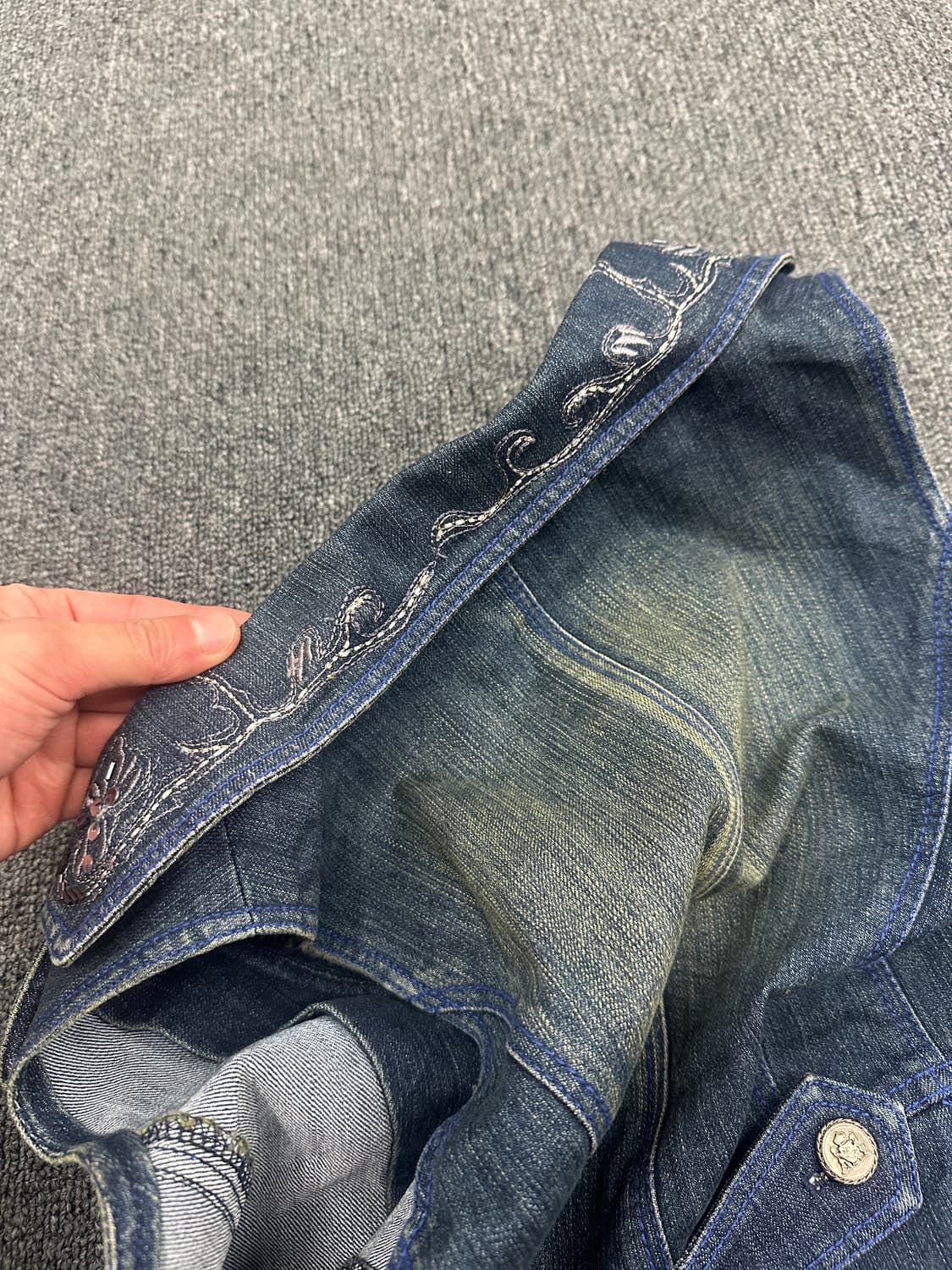 재패니즈 빈티지 자수 데님 베스트 조끼 자켓 상품이미지4