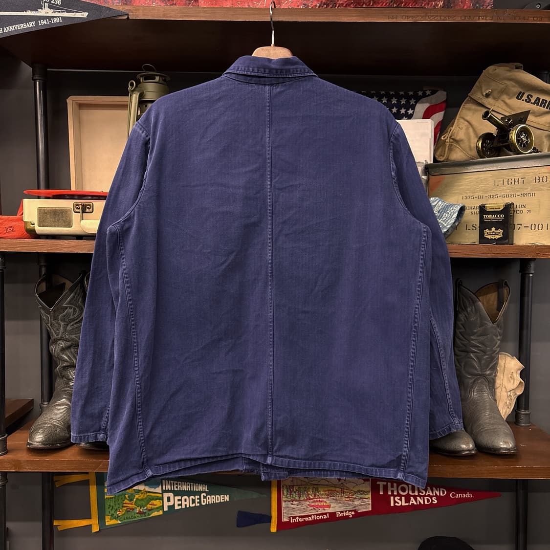 70~80s 오리지널 프렌치 워크 자켓 와이드 헤링본 트윌 N801 상품이미지2