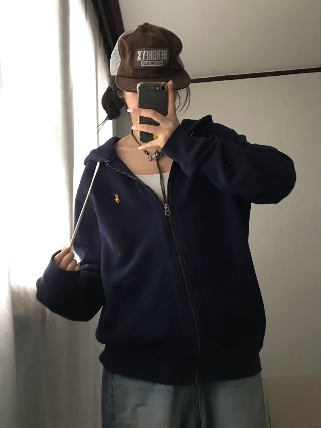 폴로 네이비 스웻 후드집업 상품이미지1