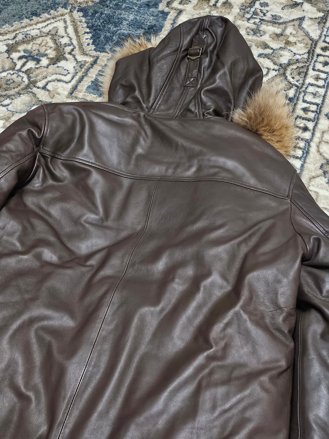 [XL] BAPE 00s 퍼 레더 다운자켓 상품이미지8